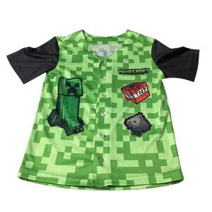 Minecraft Baseball Style Button Down Jersey, 100% polyester, Size 8